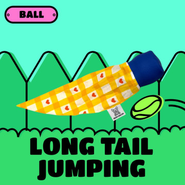 長尾跳跳球 藍底黃格子尾 預購