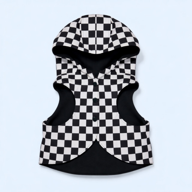 黑白格帽子背心 S/M/L 