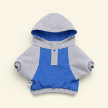 麻灰寶藍撞色帽T S/M/L