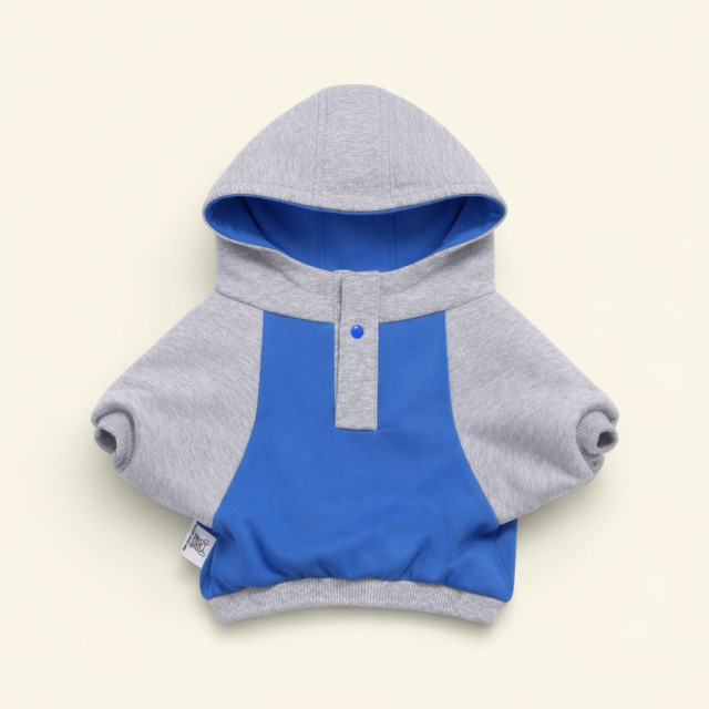 麻灰寶藍撞色帽T S/M/L